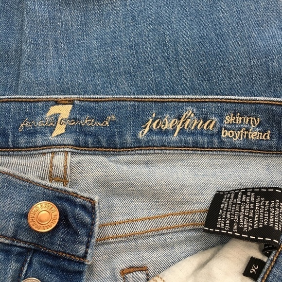 7 For All Mankind Mid Rise Josefina Skinny Boyfriend Denim blue jeans - Picture 7 of 16